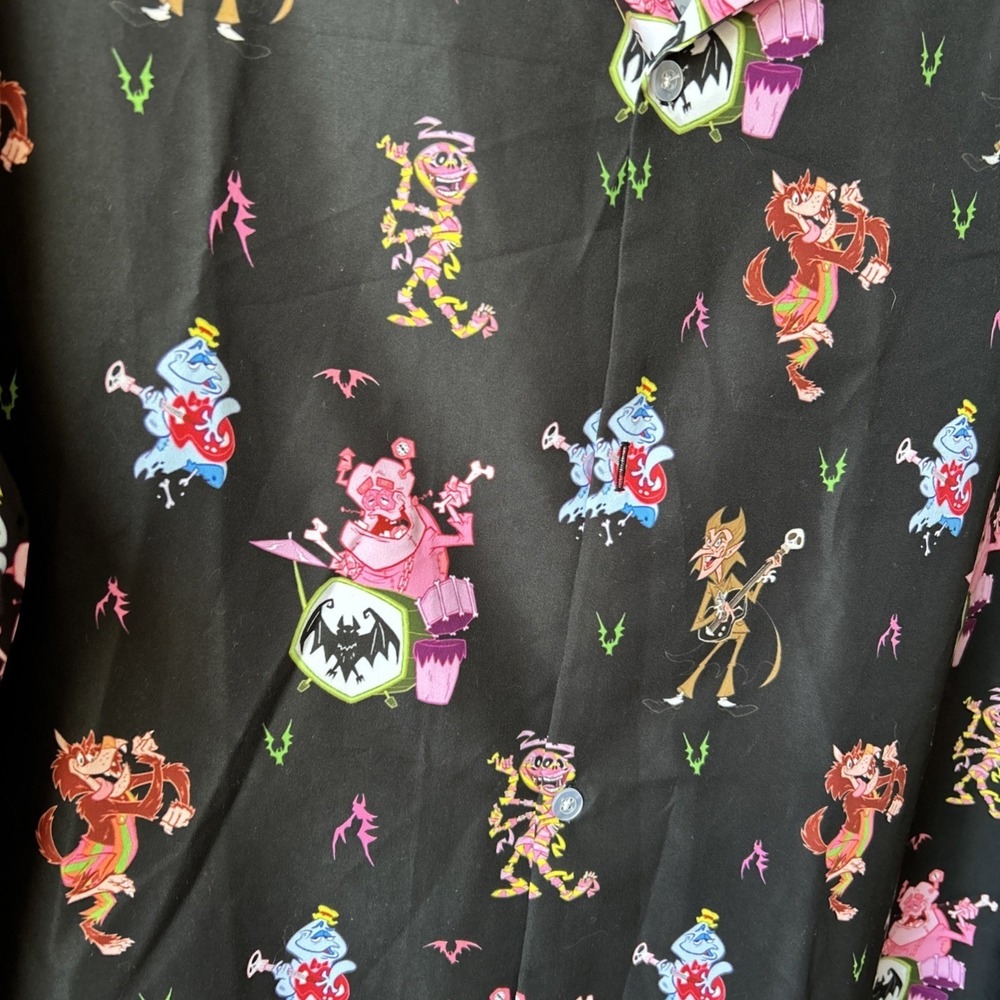 Count Chocula & Frankenberry In Band Black Button Down Collar 2XL‎ Polyester AOP - Picture 5 of 7